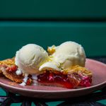 Strawberry Rhubarb with homemade vanilla ice cream ($9)<br/>